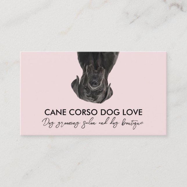 pink Black Cane Corso Dog Business Card (Front)
