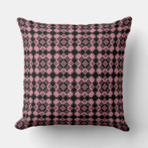 Pink Black Checker Argyle Pattern Cushion