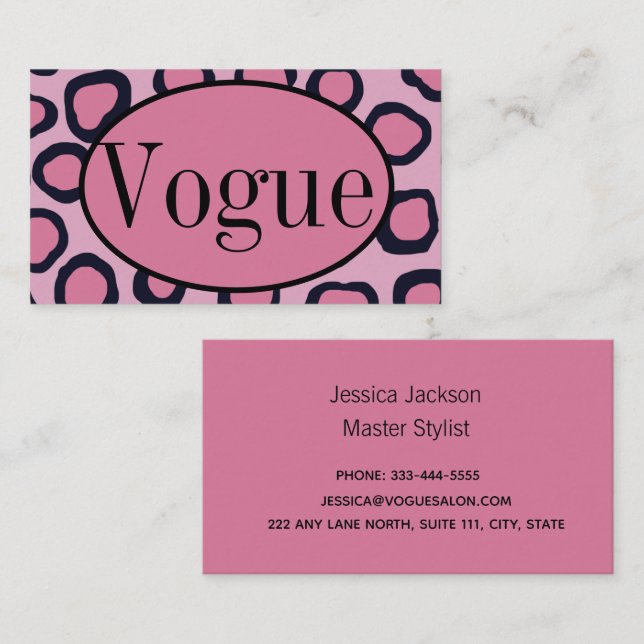 Pink Black Cheetah Animal Print Business Card (Front/Back)