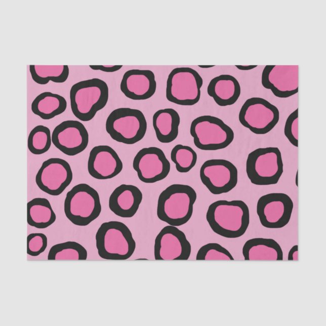 Pink Black Cheetah Animal Print Tissue Paper (Front)
