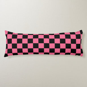 Pink Black Chequered Check Pattern Body Cushion