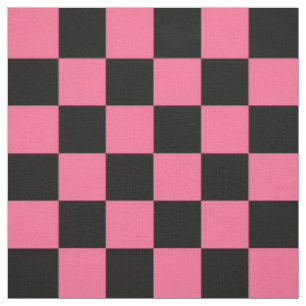 Pink Black Chequered Check Pattern Fabric