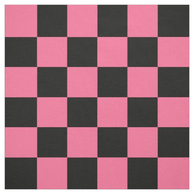 Pink Black Chequered Check Pattern Fabric (Swatch)