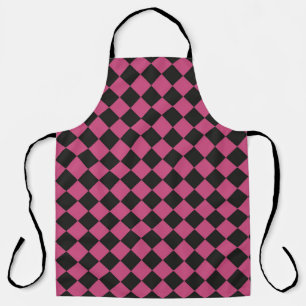 Pink Black Chequered Diamond Pattern Apron