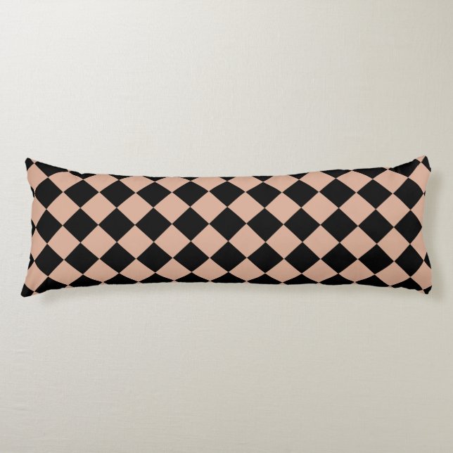Pink Black Chequered Diamond Pattern  Body Cushion (Front)