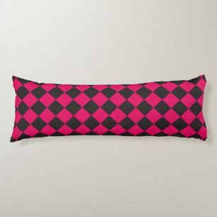 Pink Black Chequered Diamond Pattern Body Cushion