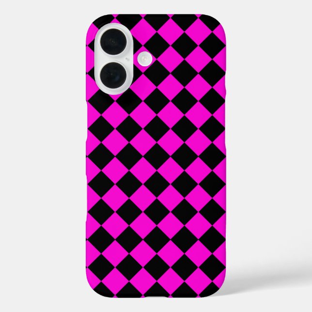 Pink Black Chequered Diamond Pattern Case-Mate iPhone Case (Back)
