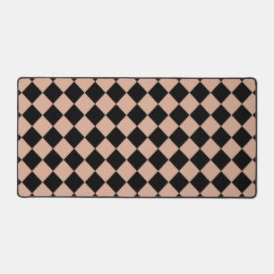 Pink Black Chequered Diamond Pattern  Desk Mat