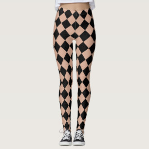 Pink Black Chequered Diamond Pattern  Leggings