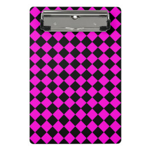 Pink Black Chequered Diamond Pattern  Mini Clipboard