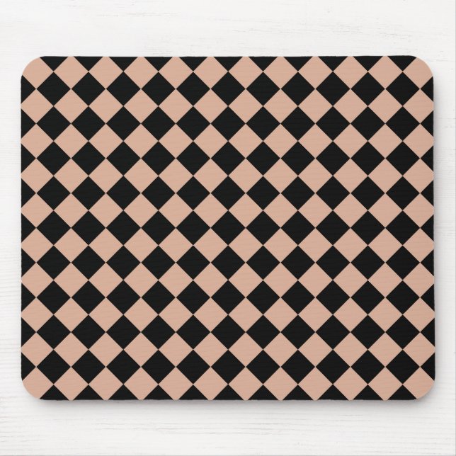 Pink Black Chequered Diamond Pattern  Mouse Mat (Front)