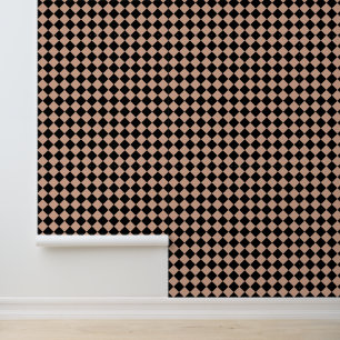 Pink Black Chequered Diamond Pattern Wallpaper