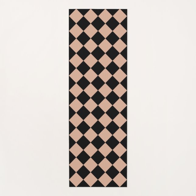 Pink Black Chequered Diamond Pattern  Yoga Mat (Front)