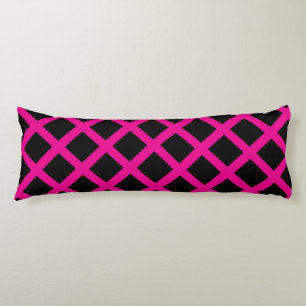 Pink Black Chequered Diamond Stripes Pattern Body Cushion
