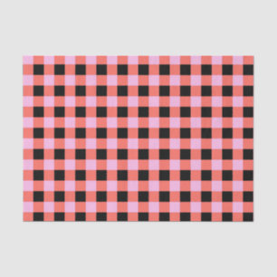 Pink Black Chequered Gingham Pattern Tissue Paper