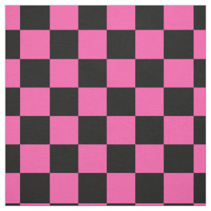 Pink Black Chequered Pattern Design Fabric