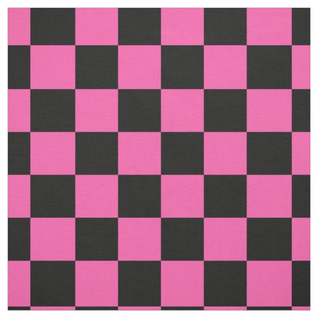 Pink Black Chequered Pattern Design Fabric (Swatch)
