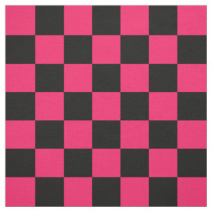 Pink Black Chequered Pattern Textile Fabric
