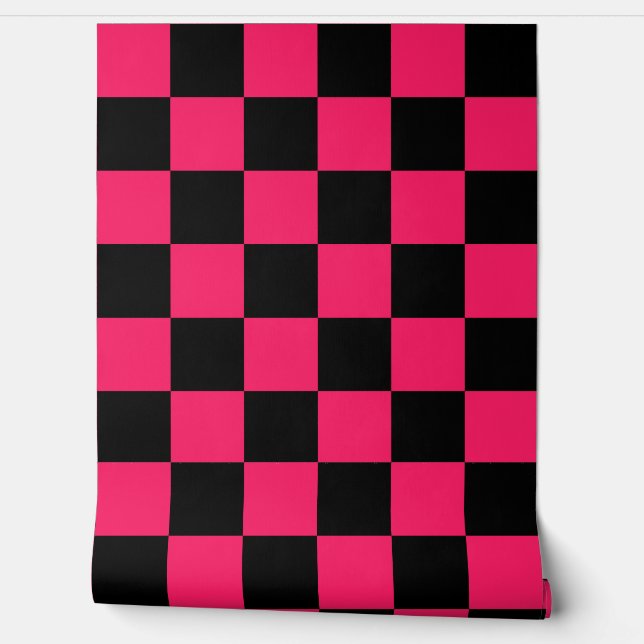 Pink Black Chequered Pattern  Wallpaper (Unrolling)