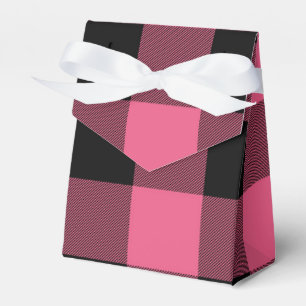 Pink & Black Chequered Squares Buffalo Plaid Favour Box