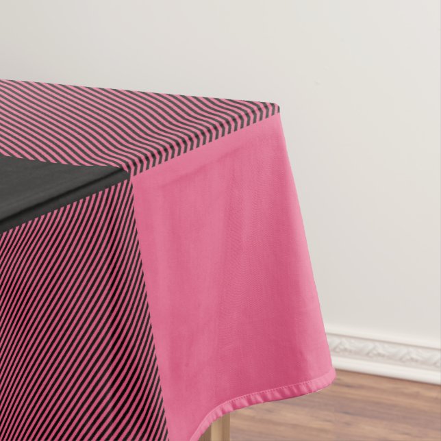 Pink & Black Chequered Squares Buffalo Plaid Party Tablecloth (In Situ)