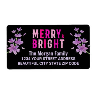 Pink Black Christmas Holiday Party Return Address