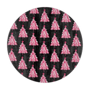 Pink Black Christmas Tree Cutting Board