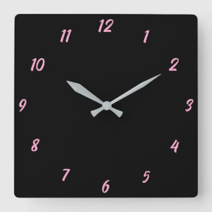 Pink Black Classy Elegant Custom Colour Cute Gift Square Wall Clock