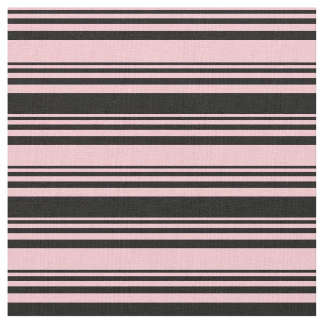 Pink & Black Coloured Lines Pattern Fabric (Close Up)