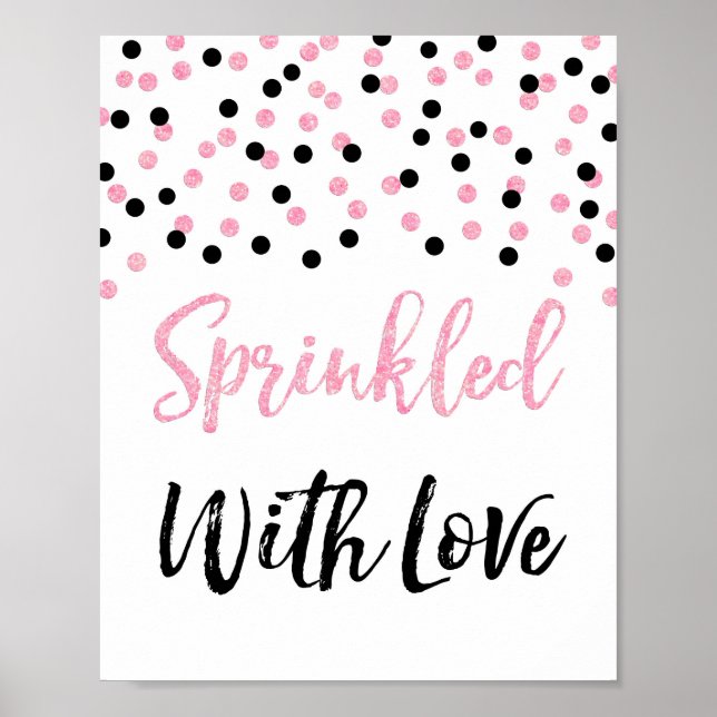 Pink Black Confetti Sprinkled with Love Sign (Front)