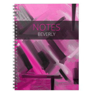 Pink & Black Contemporary Art & Typography Notebook
