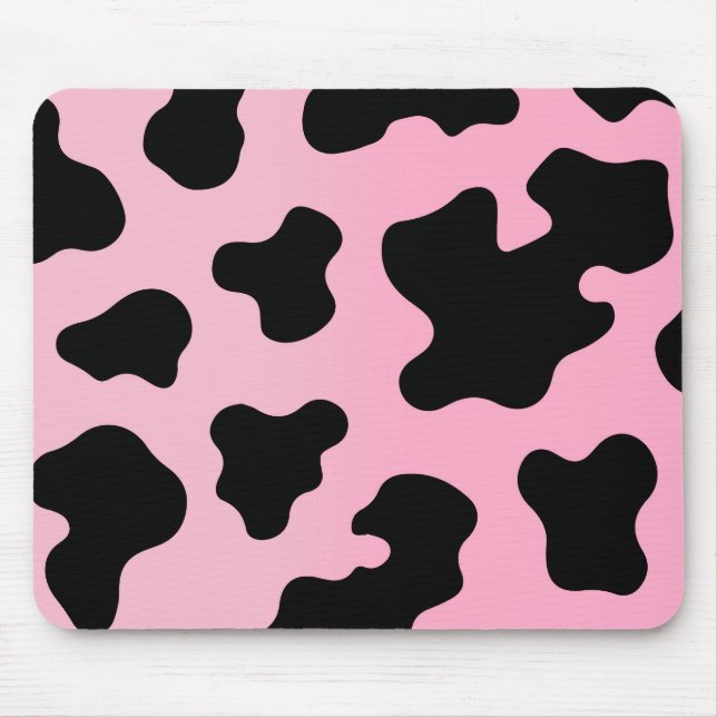 Pink & Black Cow Print Western Cowgirl Party Mouse Mat (Front)