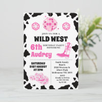 Pink Black Cow Print Wild West Cowgirl Birthday