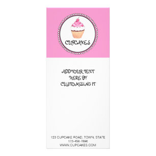 PINK BLACK CUPCAKE BAKERY FLYER RACK CARD