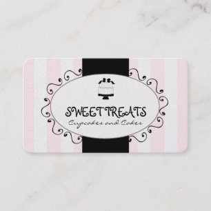 Pink Black Cupcake Cake Bakery Business Card