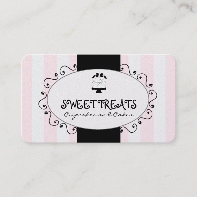 Pink Black Cupcake Cake Bakery Business Card (Front)