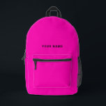 Pink Black Custom Name Backpack<br><div class="desc">Easily personalise this simple and cool backpack adding your name or custom text. A cool and modern design in pink and black featuring clear sans serif font, for a modern, professional and edgy look, perfect as custom gift for college students, high school, kids. The backpack can be customised in any...</div>
