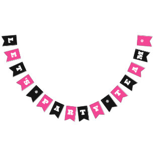 Pink / Black Custom Party or Work Event Any Name Bunting