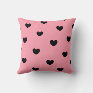 Pink Black Cute Cosy Modern Romantic Chic Heart Cushion