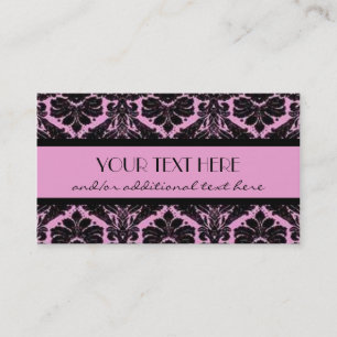 Pink & Black Damask Business Card