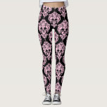 Pink & Black Damask Chic Modern Elegant Pattern Leggings<br><div class="desc">Pink & Black Damask Chic Modern Elegant Pattern Leggings</div>