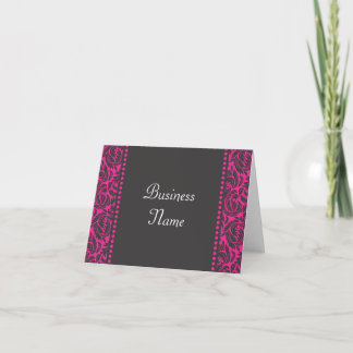 Pink & Black Damask Note Card