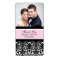 Pink Black Damask Photo Wedding Labels