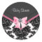Pink Black Damask Pink Black Baby Shower Sticker