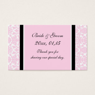 Pink Black Damask Wedding Favour Tags