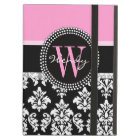 Pink, Black Damask Your Initial, Your Name