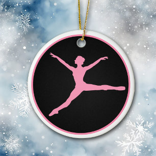 Pink Black Dancer Personalised Christmas Ceramic Tree Decoration