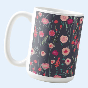  Pink Black Dark Boho Floral Coffee Mug
