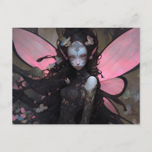 Pink Black Dark Fairy Fantasy Art Postcard