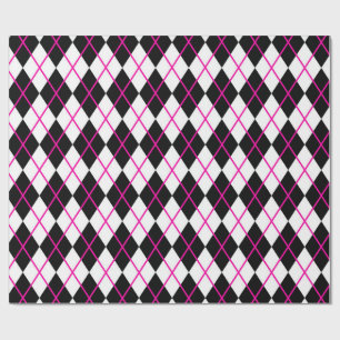 Pink & Black Diamond Shape Design Wrapping Paper
